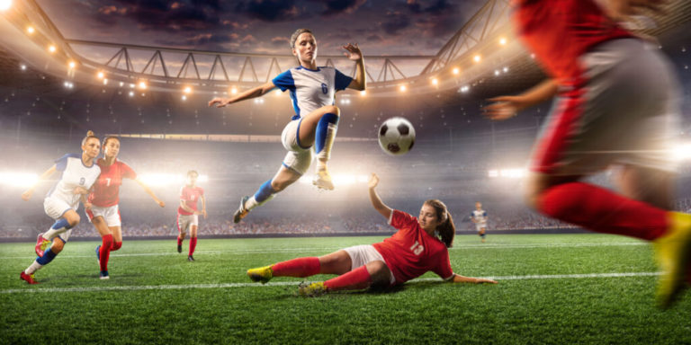 Female,Soccer,Players,Performs,An,Action,Play,On,A,Professional
